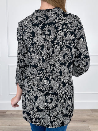 Dear Scarlett Showing You Off Wrinkle-Free 3/4 Sleeve Black Gabby Top