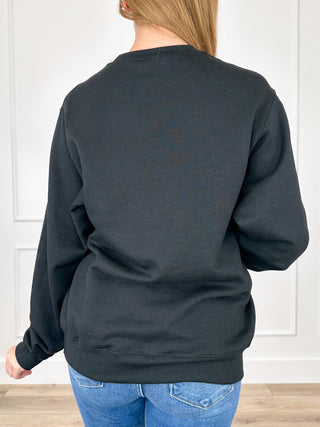 Ghostly Whispers Cotton Blend Long Sleeve Black Avery Mae Graphic Crewneck Sweatshirt