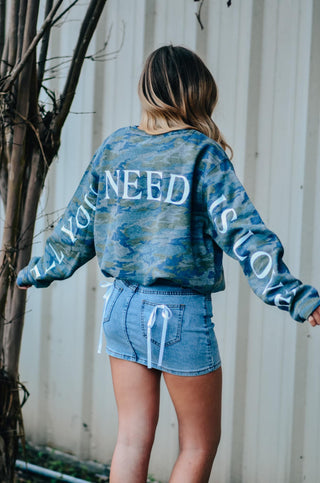 PRE-ORDERSB All You Need Is Love Camo Sweatshirt