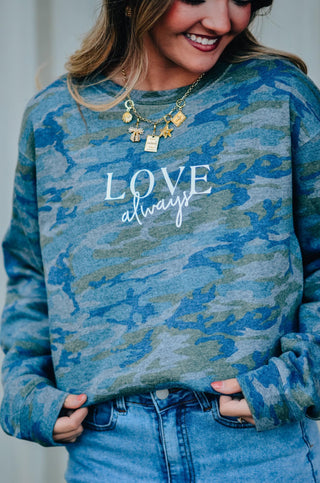 PRE-ORDERSB All You Need Is Love Camo Sweatshirt