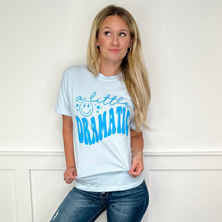 A Little Dramatic Cotton Short Sleeve Blue Avery Mae Graphic Tee Shirt