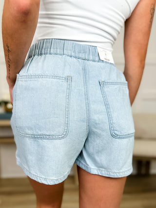 Judy Blue Mina High-Rise Boxer Shorts - Light Wash (Non Distressed)