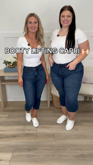 Judy Blue Lucia "Butt Lifting" Tummy Control Capris - Dark Wash (Non-Distressed)