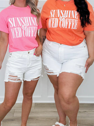 Judy Blue Amber High-Rise Denim Shorts – White (Rigid Magic, Distressed)