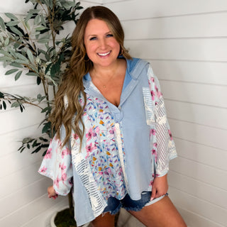 POL Where Should I Go Cotton Blend 3/4 Sleeve Hooded Top - 2 colors!