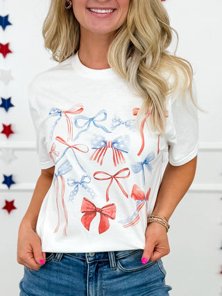 Sweet Liberty Cotton Short Sleeve White Avery Mae Graphic Tee Shirt (District)