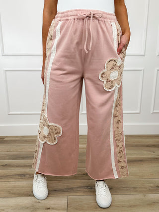 Hem & Thread In the Wind High-Rise Cotton Wide Leg Pink Avery Mae Bottoms
