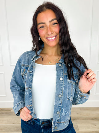 Hem & Thread Anything Could Happen Cotton Medium Wash Denim Mom Cropped Jacket