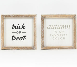 Trick or Treat in Autumn Reversible Wood Sign