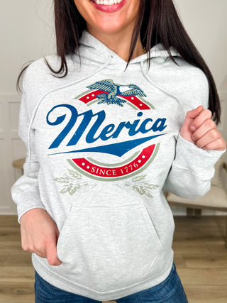 The Original American Spirit Cotton Blend Long Sleeve Grey Avery Mae Graphic Hoodie Sweatshirt (Gildan)