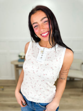 POL Waiting By the Phone Rayon Blend Cream Tank Top