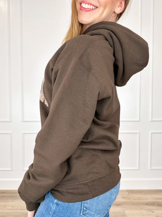 Spooky Vibes Only Cotton Blend Long Sleeve Brown Avery Mae Graphic Hoodie Sweatshirt (Gildan)