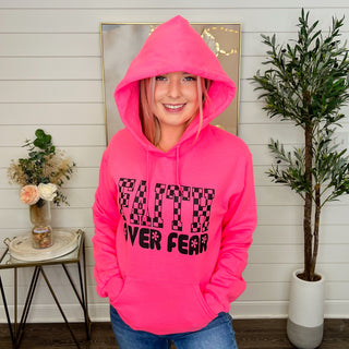 Bring Faith Over Fear Cotton Blend Long Sleeve Avery Mae Hooded Sweatshirt - 4 colors!