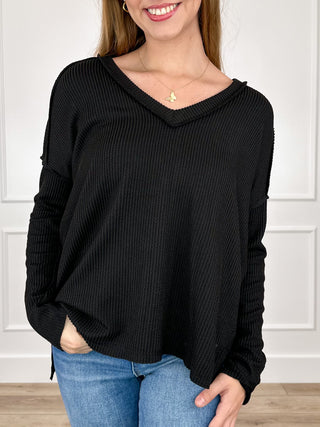 Zenana The Way You Should Ribbed Long Sleeve Avery Mae Top - Multiple Colors