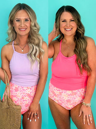 Coral Reef Floating on the Lake Ribbed Swim Top - 2 colors!