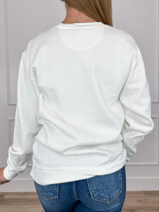 Cotton blend crewneck sweatshirt in white, back view