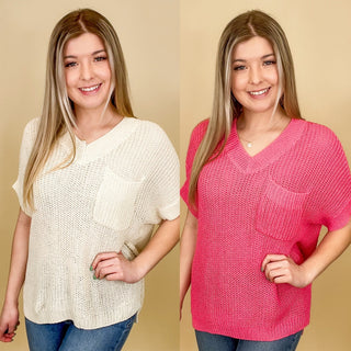 A New Song Knit Short Sleeve Avery Mae Sweater Top - 2 colors!