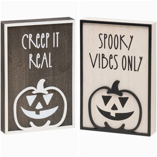 Real Spooky Vibes Wood Shelf Sitter - 2 colors!