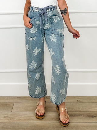 Vintage Vines High-Rise Cotton Medium Wash Avery Mae Barrel Jeans