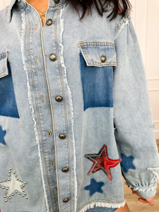 POL Star of the Show Cotton Long Sleeve Denim Shacket