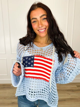 POL Riding in Freedom Cotton Blend Long Sleeve Hooded Sweater Top - Multiple Colors