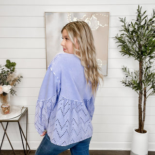 Easel That's the Truth Cotton Long Sleeve Periwinkle Top