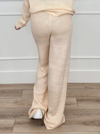 Picking My Peace High-Rise Knit Cream Avery Mae Bottoms