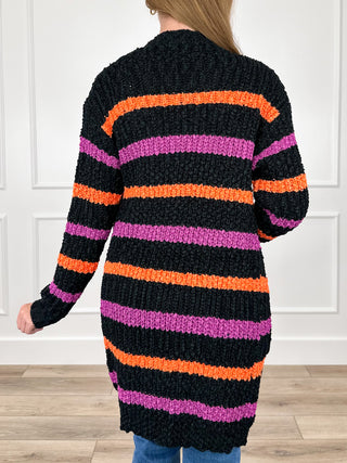 Michelle Mae Cozy Spooks Knit Long Sleeve Black Cardigan