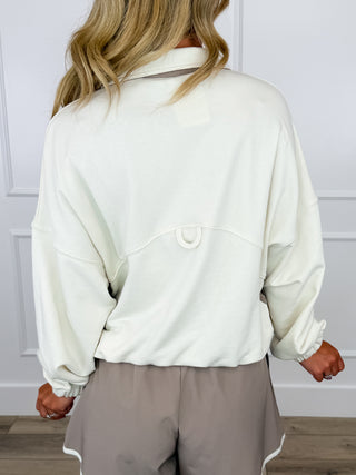 You Just Know Cotton Blend Long Sleeve Cream Avery Mae Mom Cropped Top