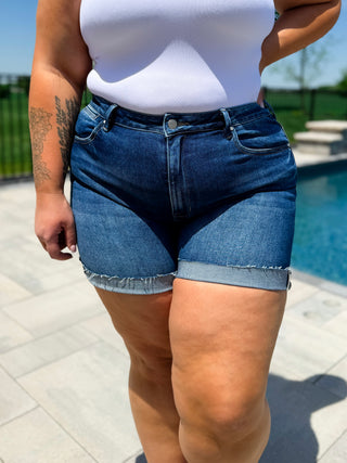 Risen Mila High-Rise Cuffed Denim Shorts (Non Distressed)