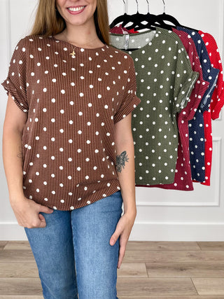 Connecting the Dots Ribbed Short Sleeve Avery Mae Top - Multiple Colors