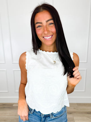 Life Goes on Lightweight Short Sleeve White Mom Cropped Avery Mae Tank Top