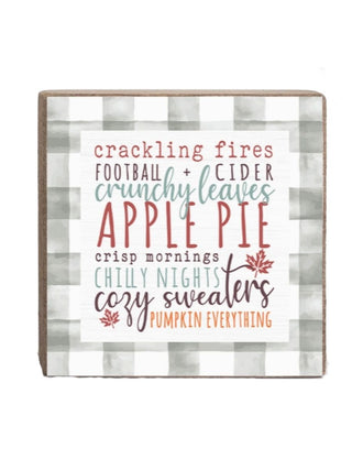 Falls favorite Pastime Wood Block Sign - Multiple Options
