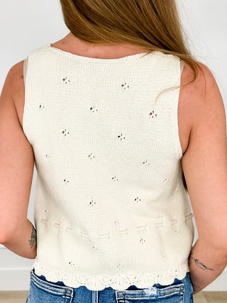 Inspire Others Knit Cotton Cream Avery Mae Cropped Button Up Tank Top