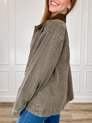 Denim Dreams Cotton Blend Long Sleeve Brown Avery Mae Denim Jacket