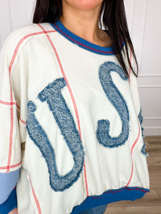 Liberty & Justice For All Long Sleeve Sand Avery Mae Top