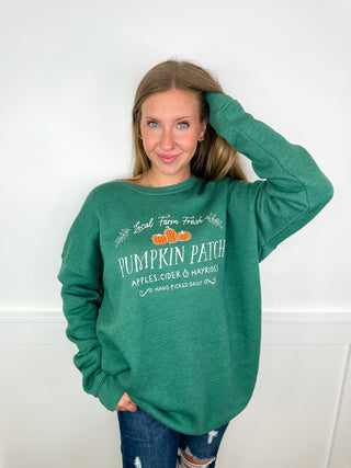 Farm Fresh Pumpkins Cotton Blend Long Sleeve Avery Mae Graphic Crewneck Sweatshirt - 3 colors!