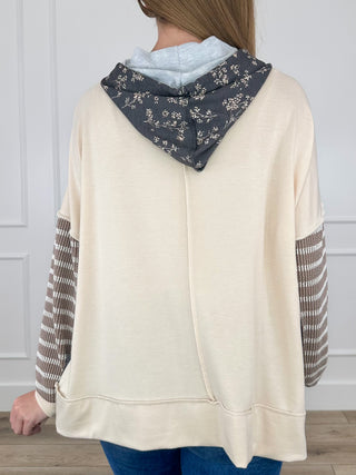 Keep Breathing Lightweight Long Sleeve Oat Avery Mae Hooded Top