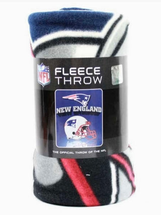 New England Patriots fleece throw blanket, navy and red with team logo label