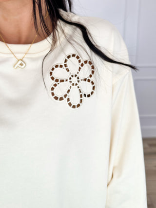 Have Space For Growth Cotton Blend Long Sleeve Cream Avery Mae Top