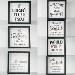 Bathroom Laughs Wood Sign - 7 options!