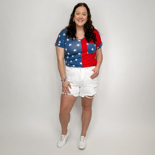 Get To Know Rayon Blend Short Sleeve Avery Mae Star Top - 2 colors!