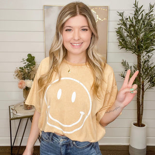 Easel Smiling is my Favorite Cotton Short Sleeve Graphic Top