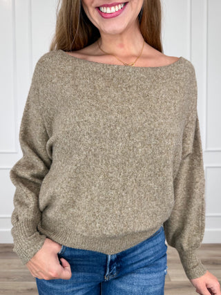 It's Like My Thing Knit Long Sleeve Brown Avery Mae Mom Cropped Sweater Top