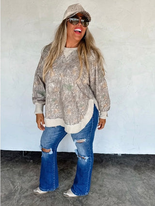 Off the Grid Cotton Blend Long Sleeve Camo Avery Mae Weekender Top