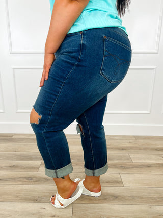 Judy Blue Janelle High-Rise Dad Jeans - Dark Wash (Distressed)