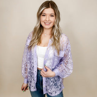 How I Feel Lace Long Sleeve Avery Mae Button Up Top - 2 colors!