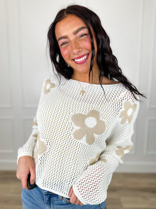 Wishlist Lighten Up Knit Long Sleeve Ivory Sweater Top - Multiple Colors