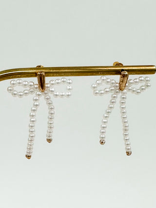 Bows Are Forever Pearl Drop Earrings