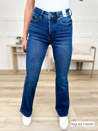 Judy Blue Cali Tummy Control Bootcut Jeans - Dark Wash (Multiple Inseams, Non-Distressed)